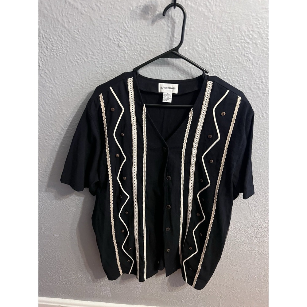 Alfred Dunner Black Shirt with White Accents